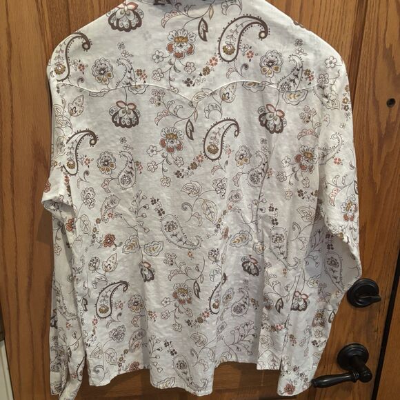 Panhandle Slim Womens XL White Paisley Western Rodeo Ranchwear Cowgirl Fit Shirt - Picture 3 of 16